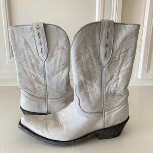 Mexicana Free People Lightning Strikes White Leather Western Boots Sz 8
